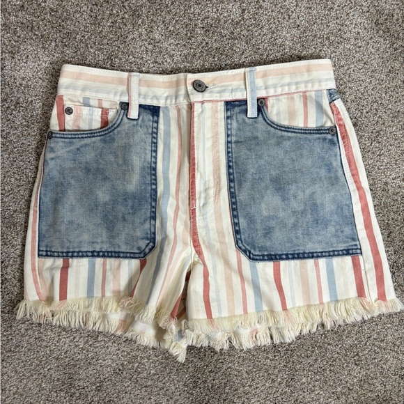 NEW! American Eagle Shorts 0 Striped Mom Short Patriotic American Cut Off - Picture 2 of 12